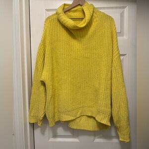 Free People Sunny Yellow Cowl Neck Sweater